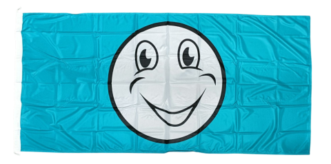 Happy Face Flag Aqua 180x90cm