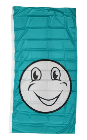 Happy Face Flag Aqua 90x180cm