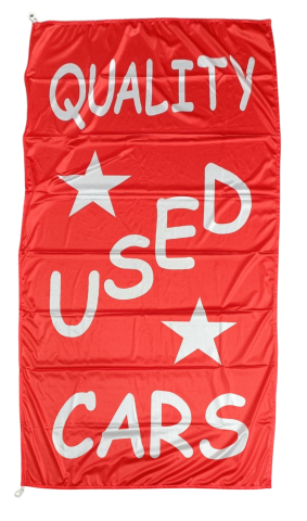Red Quality Used Cars Flag, 90x180 cm
