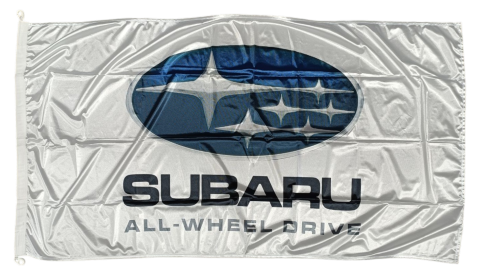 Subaru All Wheel Drive Flag, White, 180x90 cm