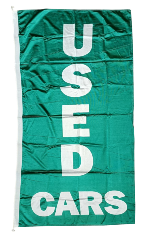 Green Used Cars Flag, 90x180 cm